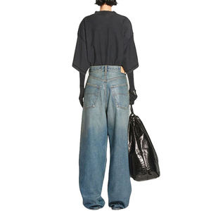 <span class=keywords><strong>Pantaloni</strong></span> in Denim di cotone azzurro all'ingrosso personalizzati Jeans larghi a gamba larga a vita alta da <span class=keywords><strong>donna</strong></span> - Product Image 5