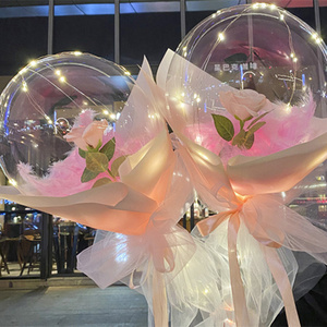 Led Luminous Balloon Rose Bouquet Transparent Bobo <strong>Ball</strong> Rose Gift Balloons for Birthday Party Valentine's Day Wedding Decoration - Product Image 2