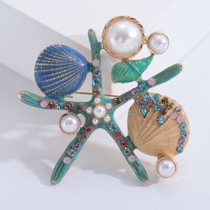 Style coréen créatif émail goutte huile étoile de mer pétoncle broche alliage dessin animé vie marine Corsage personnalisé broche - Product Image 2