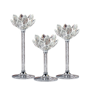 Custom European Style Candelabra <strong>Lotus</strong> Design <strong>Candle</strong> Stick Crystal <strong>Candle</strong> <strong>Holder</strong> for Dinner Decorations Wedding Party Banquet - Product Image 1