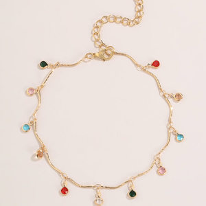 Minos स्टेनलेस स्टील जन्म का रत्न पायल Hypoallergenic आभूषण 18K सोना मढ़वाया आकर्षण जन्म का रत्न पायल - Product Image 3