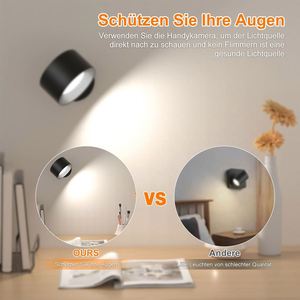 Rotatable <b>LED</b> <b>Wall</b> Lamp Battery Powered <b>Dimmable</b> Magnetic Rechargeable Touch <b>Wall</b> Mounted <b>Light</b> for Reading Decor - Product Image 4