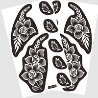 Pochoir de tatouage au henné temporaire personnalisé pour dessin floral, pochoir de tatouage au henné pour la main entière, autocollant non toxique