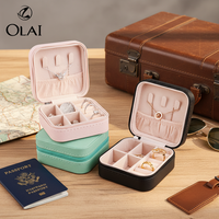 Bague en cuir PU Bijoux Accessoires Set Box Mini Cadeau Portable Bijoux Fermeture Éclair Emballage Boîte