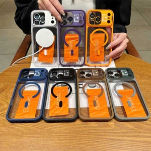 Funda para Teléfono con Lente de Vidrio, Soporte Metálico, Botones Transparentes, Carga Inalámbrica Magnética para iPhone 17 16 Pro Max 15 14 13 12 Plus - Product Image 1