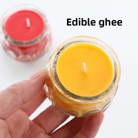 Lilin Mentega Bentuk Teratai Miaoh 24 Jam, 48 Buah, Warna Merah Kuning Multiwarna dengan Pinggiran Datar, Dikemas dalam Gelas, Semi-Handmade