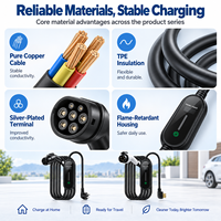 Chargeur EV portable GB/T Type 2 J1772 120V-240V 16A-48A avec écran LCD, courant réglable, minuterie, IP67, fournisseur OEM ODM de chargeurs de voitures électriques
