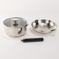 Ensemble de casseroles en acier inoxydable 304 poli miroir de luxe, résistant à la chaleur, avec poignée amovible