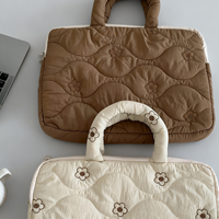 Sac de protection matelassé coréen brodé style Ins pour ordinateur portable et tablette, sacs fourre-tout personnalisés en nylon souple antichoc
