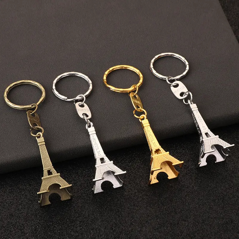 Đẹp kim loại Paris Quà Tặng vòng chìa khóa Eiffel tháp kẽm Keychain 3D pháp lưu niệm chuỗi Quà Tặng