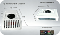 Unité de réfrigération pour camion EV-260D alimentée en courant continu, système de refroidissement à contrôle de température intelligent pour fourgons électriques légers de 5 à 8 m3