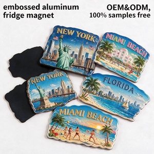 Aimant <span class=keywords><strong>de</strong></span> réfrigérateur personnalisé durable imprimé en offset, souvenir <span class=keywords><strong>de</strong></span> New York <span class=keywords><strong>Miami</strong></span> Beach Florida, en aluminium 3D gaufré <span class=keywords><strong>de</strong></span> 1,3 mm, pour voyages aux États-Unis - Product Image 1