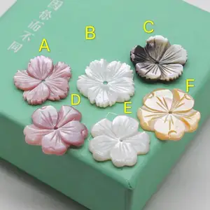 Custom Mother of Pearl 20MM Natural Pink Seashell Flower Accessories Five Leaf Shell Beads Craved Shell Flower