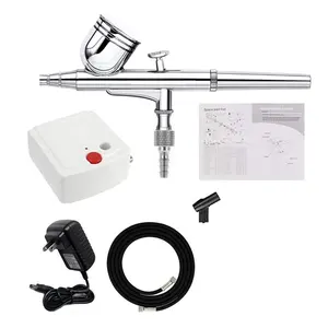 Đen Trắng 12V Mini Phun Trang Điểm Airbrush Máy Nén Kit Cho Bánh Làm Craft Dự Án Tattoo Mô Hình Cơ Quan Xe Bộ Dụng Cụ Nhựa