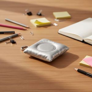 Portable Puffer Makeup Mirror Square Travel Mini Pocket Mirror <b>Keychain</b> Bag Pendant Decoration for Handbag - Product Image 4