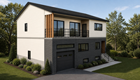Kit de maison SIP personnalisé haute performance pour villa familiale préfabriquée sur trois étages avec garage, véranda et grandes fenêtres
