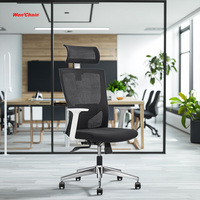 Chaise de bureau ergonomique moderne avec support lombaire en maille respirante, appui-tête réglable en hauteur, certifiée BIFMA, garantie de 2 ans