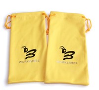 Pochettes en microfibre à double cordon de serrage pour lunettes avec logo personnalisé imprimé