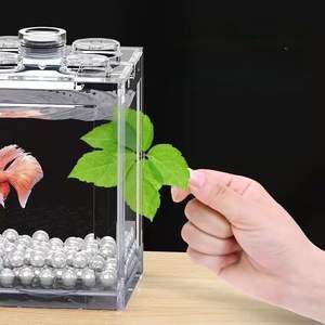 Réservoir de poissons avec éclairage LED Mini paysage Scaping 12H * 10W * 8L CM Petit aquarium pour Betta Fish Mini Tortues - Product Image 6