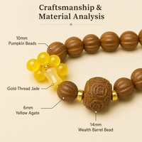 Bracelet de perles d'encens en forme de citrouille de 10 mm, avec tube de 14 mm, formule Angong, en Jade Jinsi et Agate Jaune, parfum naturel, OEM, marque privée, bien-être