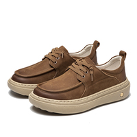 Chaussures décontractées pour hommes en cuir rétro à lacets confortables et tendance en gros, personnalisées, pour l'automne, l'hiver et le printemps