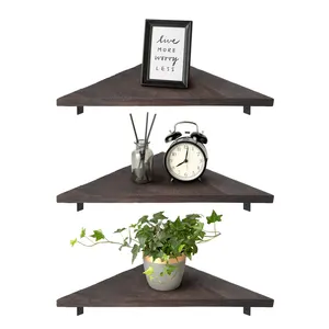 3 Tier Home Decor Clutter wall shelf wood Storage living room wall hanging corner floating shelves wall mounted