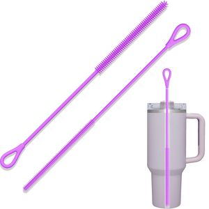 Extra <b>Long</b> Silicone Straw Cleaner Brush Reusable Straw Brush for Cleaning 8-10mm Straws Soft and Bendable Anti Slip <b>Handle</b> - Product Image 2