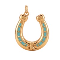 HB913 Dijes de la Serie Western Lucky Horseshoe de Acero Inoxidable Bañado en Oro con Circonita Cúbica y Colgante Floral con Lazo para Fabricación de Joyas DIY
