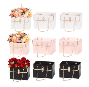 Bolsa de flores, caja de ramo de boda con asa de cadena de Metal, bolsa de floristería, cesta envolvente <span class=keywords><strong>para</strong></span> flores, caja de fiesta de boda - Product Image 2