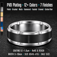 Bague de mariage pour homme en carbure de tungstène bicolore 8,5 mm, motif brique, noir et argent satiné, ajustement confortable, logo personnalisé OEM ODM