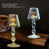 Photophore en verre côtelé fait main, style européen, de luxe vintage, pour bougie chauffe-plat, accessoire de photographie et chandelier de table
