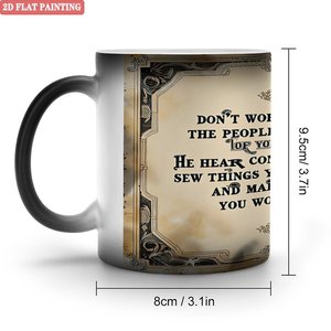 Travel Journey Portable Beverage Mug Frosted Black 11oz <b>Ceramic</b> Heat Color Changing Magic <b>Cup</b> - Product Image 1