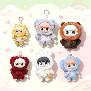 Ensemble de 6 porte-clés en peluche YoYo Dessert Zoo, poupées d'animaux en fourrure pour les jeunes, cadeaux unisexes, décorations - Product Image 1