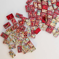 Set Mahjong Akrilik Merah Berkilau Mewah 160pcs Ubin Bunga Berukir Premium Hadiah Ideal untuk Pecinta Mahjong