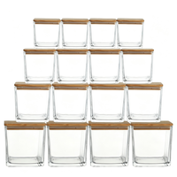 Bocaux carrés pour bougies de 10 oz avec couvercles en bambou, en verre épais haute transparence, pour la fabrication de bougies sous marque privée