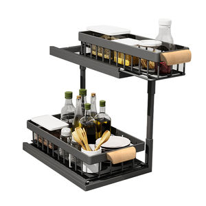 Estante Deslizante Metálico de 2 Niveles para Debajo del Fregadero, Organizador de Platos para Cocina y Baño, Accesorios para Puerta de Armario - Product Image 5