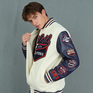 Veste de Baseball Homme en Cuir PU avec Manches en Similicuir, Broderie Chenille, Style Universitaire, Vente en Gros, Livraison Directe, Haute Qualité - Product Image 3