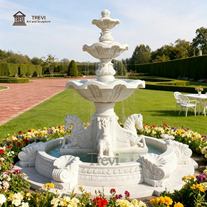 Grande fontaine à eau en marbre en forme de cheval, fontaine à eau Pégase à plusieurs niveaux pour extérieur, décoration de jardin et de cour, fabricant sur mesure en gros - Product Image 1