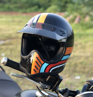 Casques de moto rétro AMZ, coque en fibre de verre, Moto 3