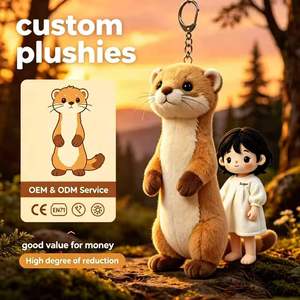 Porte-clés en peluche personnalisé en gros, hérisson ou furet sur pied, animal de la forêt, breloque en peluche, mini pendentif de sac OEM - Product Image 1