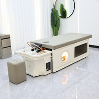 Unité de lavage de cheveux professionnelle avec bac de lavage, table de massage et station de spa pour salon de beauté et mobilier de salon de coiffure