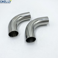 Coude longue soudé à 90 degrés en acier inoxydable sanitaire poli 304 316L, à souder, à basse pression, directement de l'usine