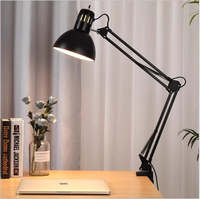 Lampe de bureau moderne pour hôtel, multifonctionnelle, rechargeable, à commande tactile, noire, LED RGB, avec clip de lampe en métal AC E27