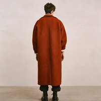 Manteau en laine boutonné ample pour homme de luxe sur mesure Longueur longue Rouge rouille pour streetwear Temps froid Port quotidien
