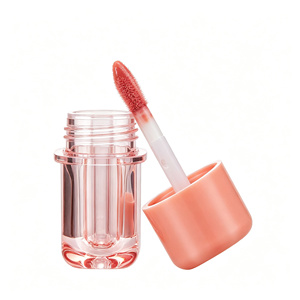 ขวดลิปกลอสทรงกลมสีชมพูกุหลาบขนาด 4 มล. พร้อมแปรงแบนขนาดเล็ก ขายส่ง - Product Image 2