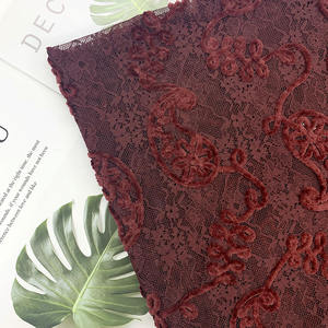 Tela de Encaje Bordada con Cordón de Terciopelo Borgoña Africano de Alta Calidad para Lencería, Vestidos y <span class=keywords><strong>Ropa</strong></span> <span class=keywords><strong>Interior</strong></span> - Product Image 2