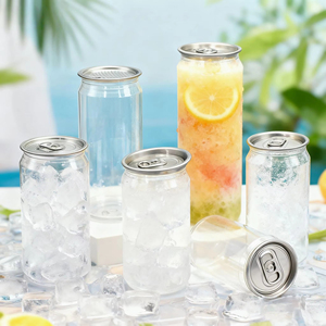 Latas de Refresco Mini de 200 ml a Precio Económico, Frascos de Plástico PET Transparentes de Grado Alimenticio con Tapas para Dulces, Jugos y Bebidas - Product Image 1
