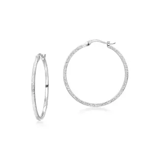 Bulk nicht trüben 925 Sterling Silber geometrische einzigartige 32mm Creolen Schmuck für Frauen