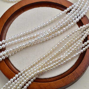 1118 Natural 3-4mm Near Round <b>Freshwater</b> <b>Pearl</b> <b>Necklace</b> DIY Work in Progress Loose Bead Jewelry Accessories - Product Image 5