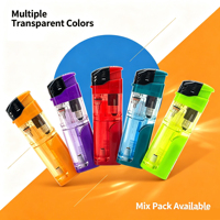 Briquet Électrique Jetable Transparent 25 Pièces Boîte de Présentation OEM Logo Personnalisé Briquet en Plastique Vente en Gros